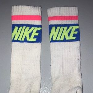 White Pink Green And Blue Nike Crew Socks